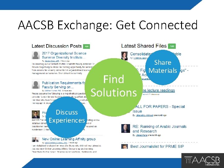 AACSB Exchange: Get Connected Find Solutions Discuss Experiences Share Materials 