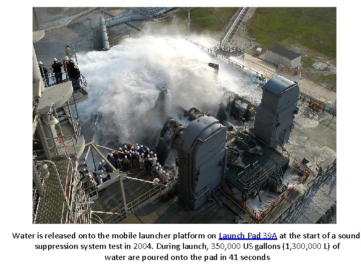 Water is released onto the mobile launcher platform on Launch Pad 39 A at