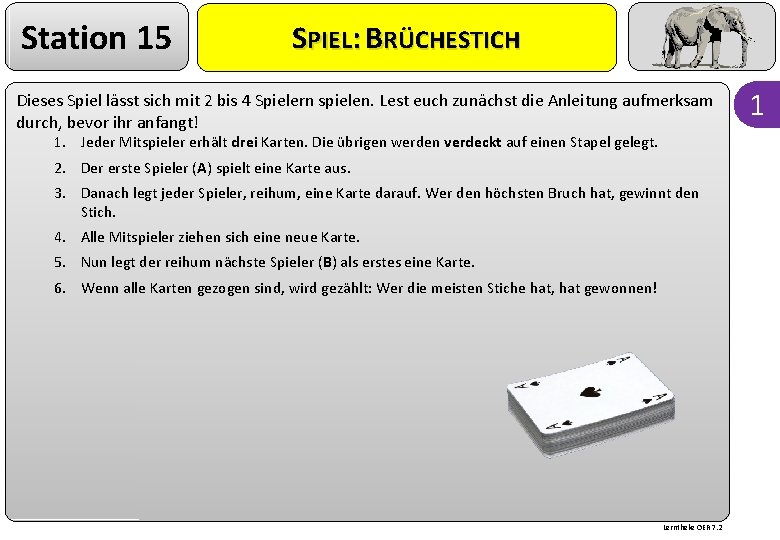 Station 15 SPIEL: BRÜCHESTICH Dieses Spiel lässt sich mit 2 bis 4 Spielern spielen.