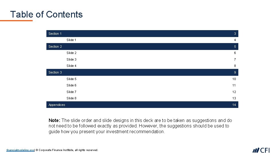 Table of Contents Section 1 3 Slide 1 4 Section 2 5 Slide 2