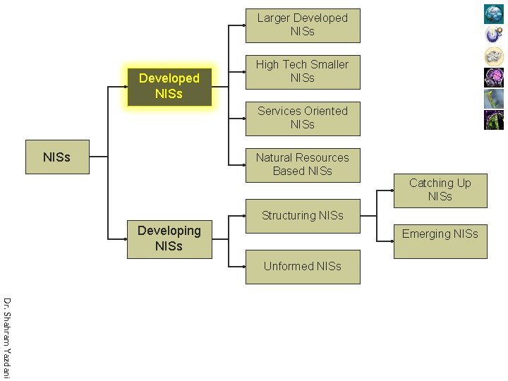 Larger Developed NISs High Tech Smaller NISs Services Oriented NISs Natural Resources Based NISs