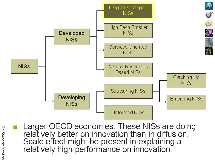 Larger Developed NISs High Tech Smaller NISs Services Oriented NISs Natural Resources Based NISs