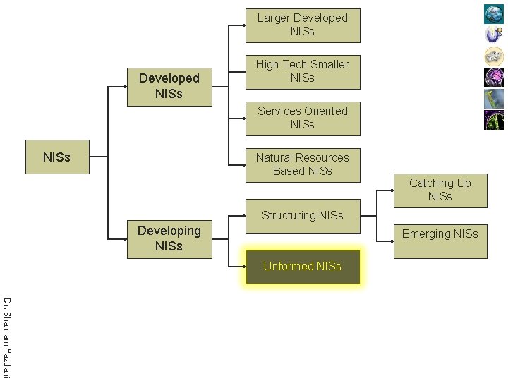 Larger Developed NISs High Tech Smaller NISs Services Oriented NISs Natural Resources Based NISs