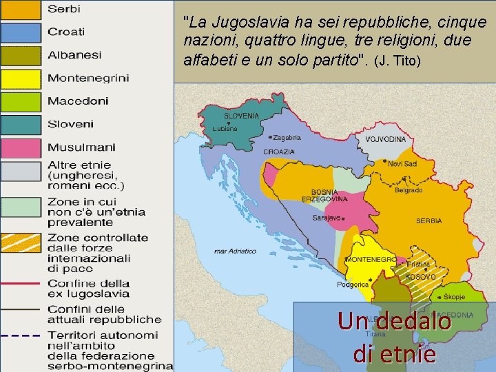 "La Jugoslavia ha sei repubbliche, cinque nazioni, quattro lingue, tre religioni, due alfabeti e