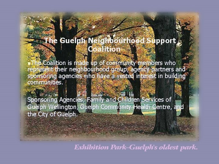 The Guelph Neighbourhood Support Coalition n. The Coalition is made up of community members