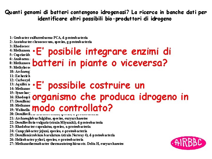 Quanti genomi di batteri contengono idrogenasi? La ricerca in banche dati per identificare altri