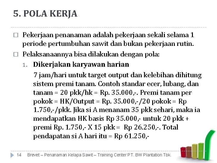 5. POLA KERJA � � 14 Pekerjaan penanaman adalah pekerjaan sekali selama 1 periode