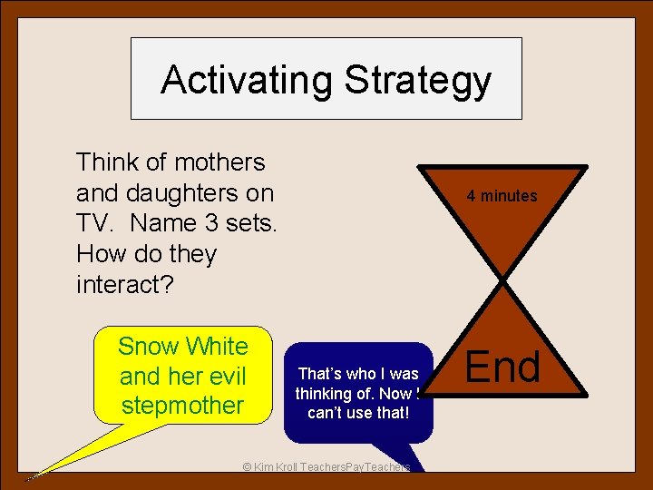 Activating Strategy Think of mothers and daughters on TV. Name 3 sets. How do