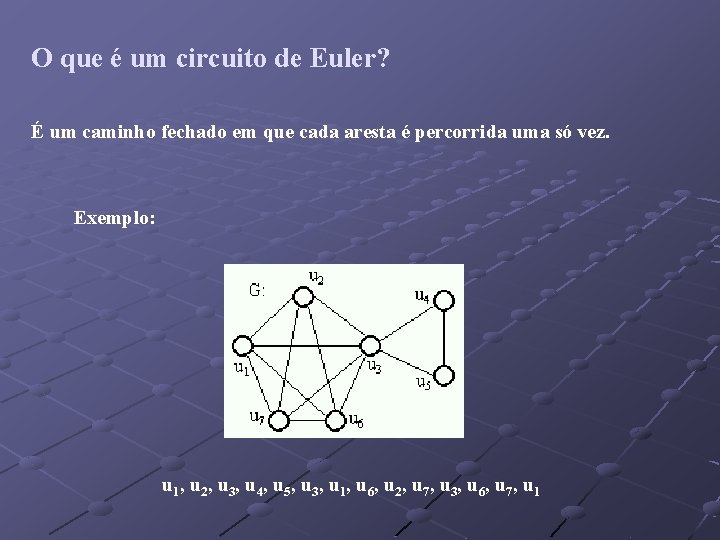 O que é um circuito de Euler? É um caminho fechado em que cada