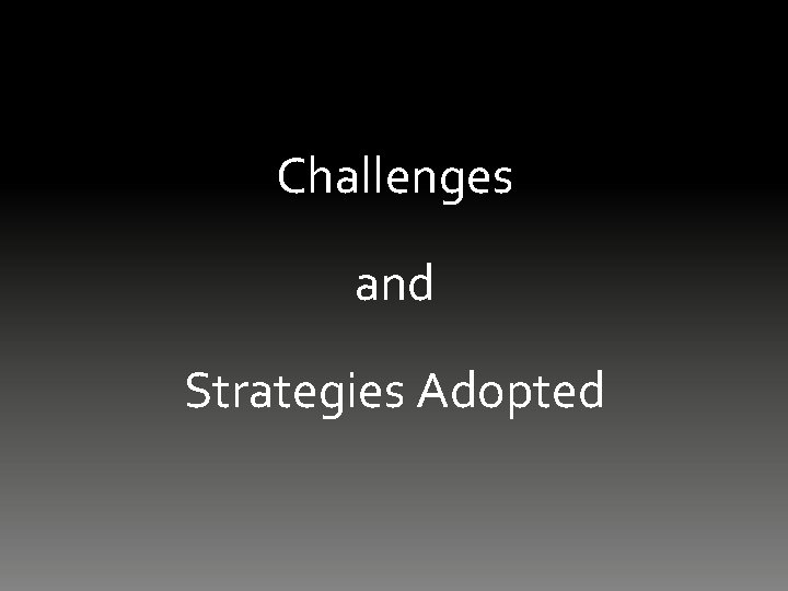 Challenges and Strategies Adopted 