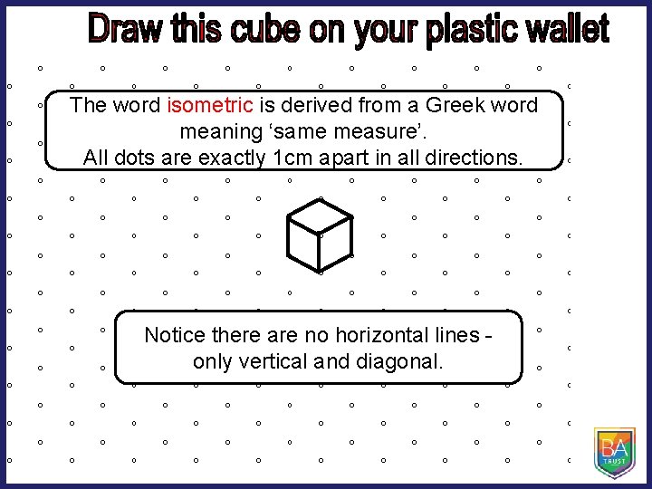 The word isometric is derived from a Greek word meaning ‘same measure’. All dots