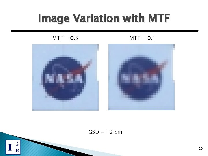 Image Variation with MTF = 0. 1 MTF = 0. 5 GSD = 12