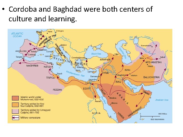  • Cordoba and Baghdad were both centers of culture and learning. 