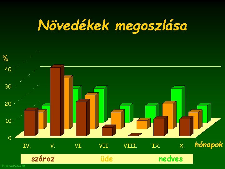 Növedékek megoszlása % hónapok száraz Pusztai Péter © üde nedves 