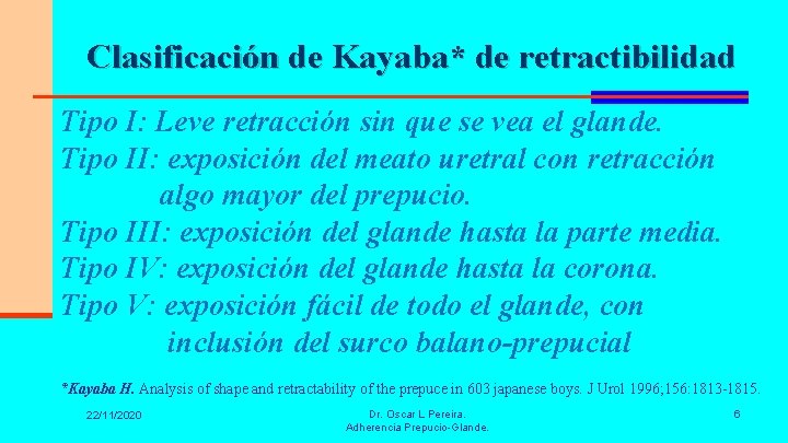 Clasificación de Kayaba* de retractibilidad Tipo I: Leve retracción sin que se vea el