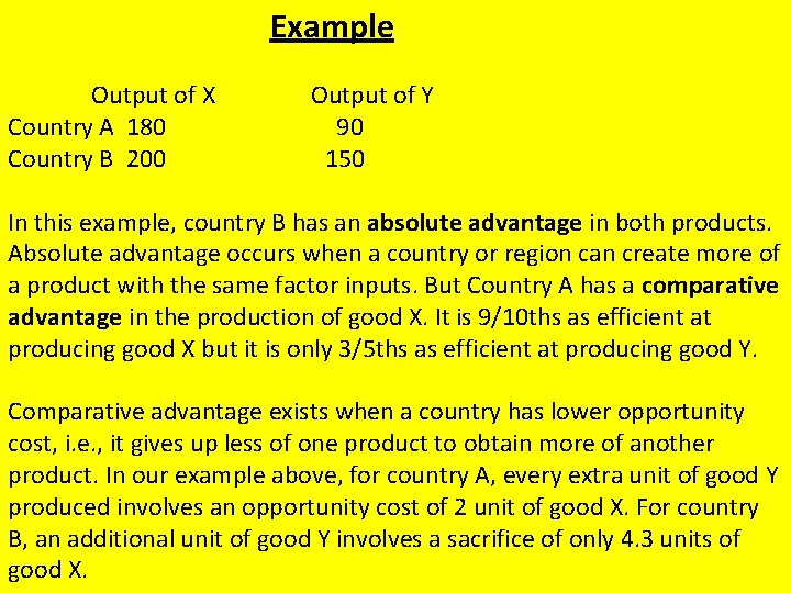Example Output of X Output of Y Country A 180 90 Country B 200