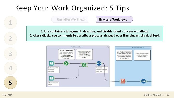 Keep Your Work Organized: 5 Tips 1 2 Unclutter Workflows Structure Workflows 1. Use