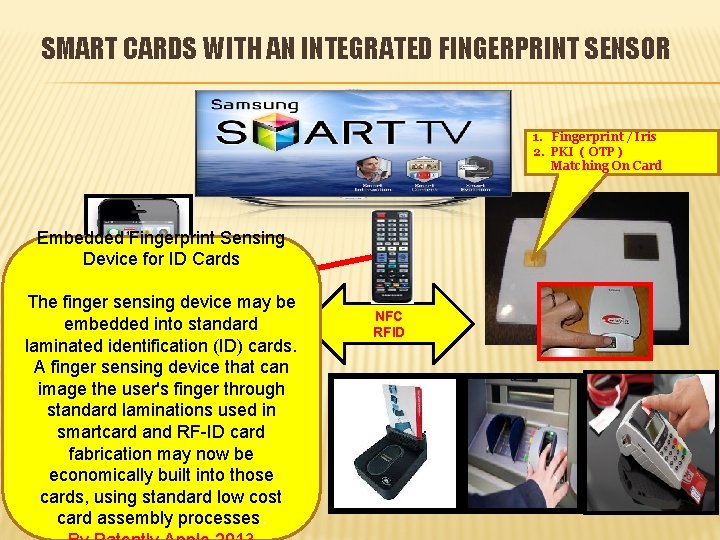 SMART CARDS WITH AN INTEGRATED FINGERPRINT SENSOR 1. Fingerprint / Iris 2. PKI (