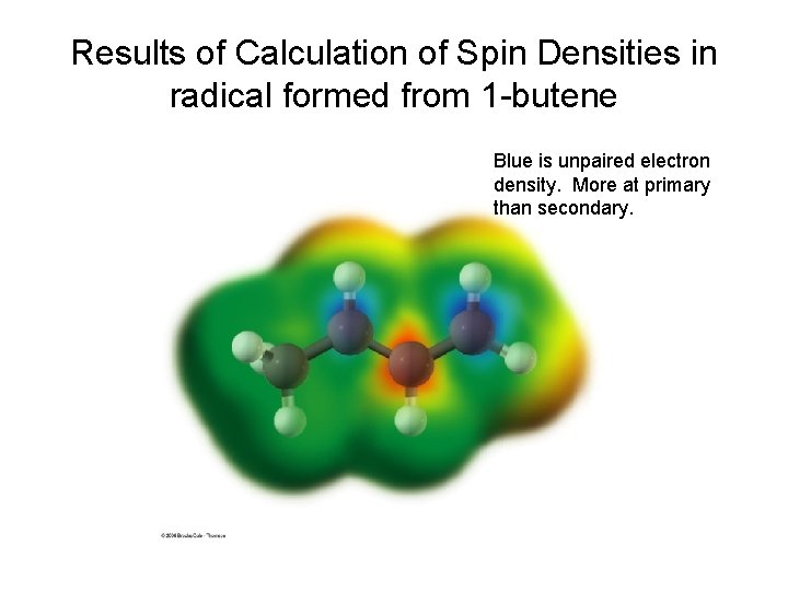 Results of Calculation of Spin Densities in radical formed from 1 -butene Blue is