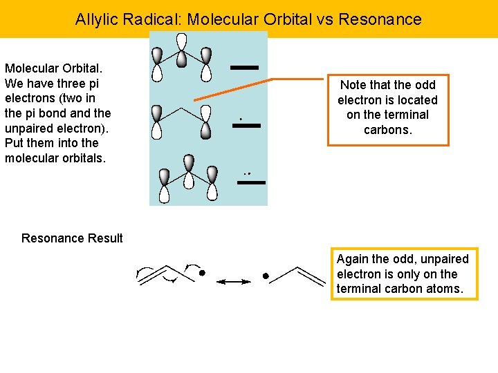 Allylic Radical: Molecular Orbital vs Resonance Molecular Orbital. We have three pi electrons (two