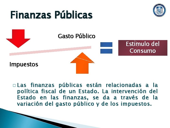Finanzas Públicas Gasto Público Estimulo del Consumo Impuestos � Las finanzas públicas están relacionadas