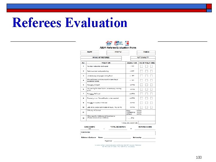 Referees Evaluation 100 