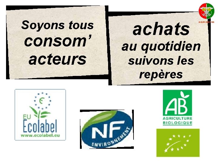 Soyons tous consom’ acteurs achats DCSEA/SDE 2/DD au quotidien suivons les repères 