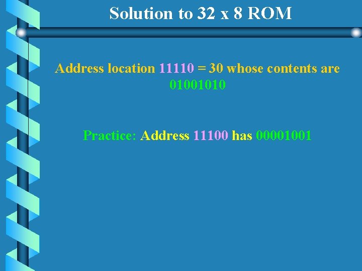 Solution to 32 x 8 ROM Address location 11110 = 30 whose contents are Solution to 32 x 8 ROM Address location 11110 = 30 whose contents are