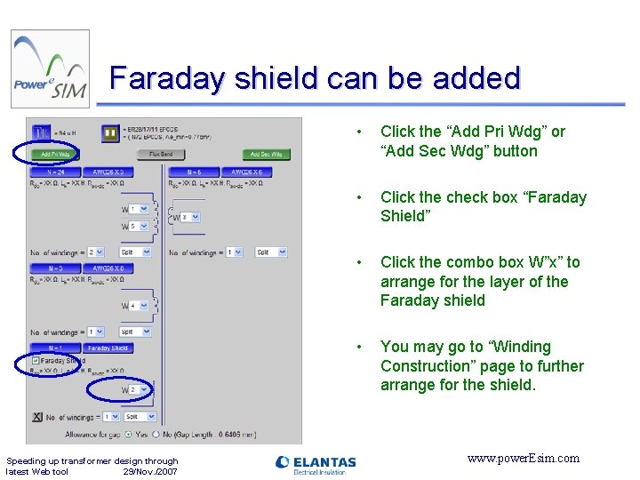 Faraday shield can be added Speeding up transformer design through latest Web tool 29/Nov.