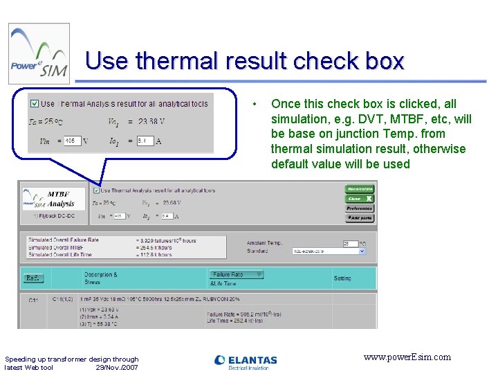 Use thermal result check box • Speeding up transformer design through latest Web tool