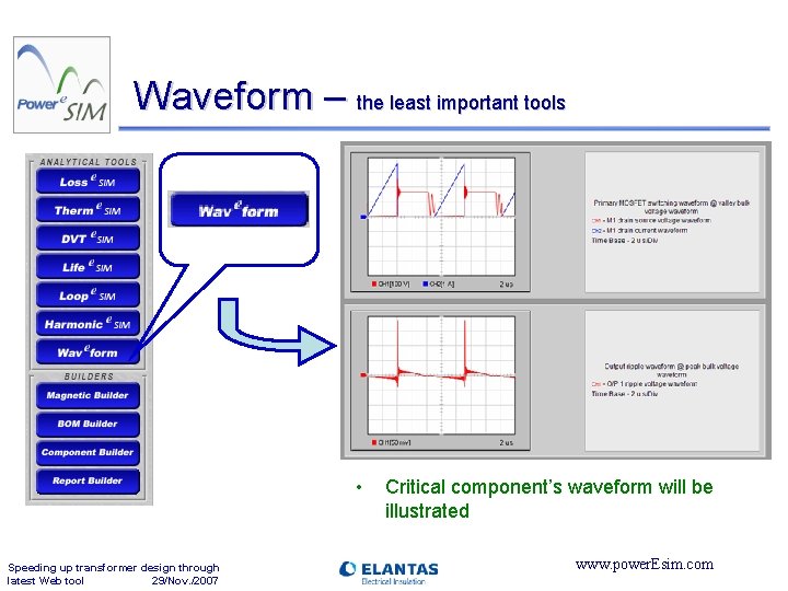 Waveform – the least important tools • Speeding up transformer design through latest Web