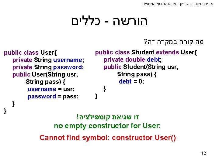  מבוא למדעי המחשב - אוניברסיטת בן גוריון כללים - הורשה ? מה קורה