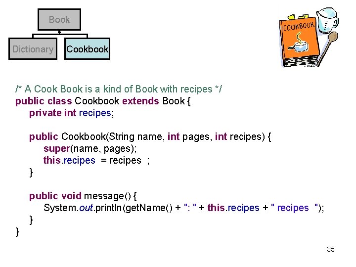 Book Dictionary Cookbook /* A Cook Book is a kind of Book with recipes