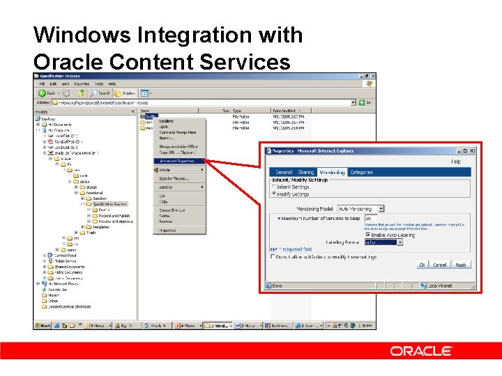 Windows Integration with Oracle Content Services 