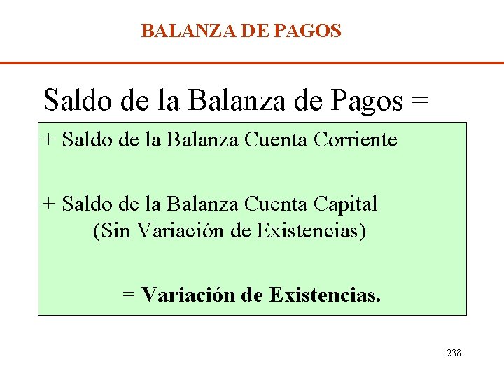 BALANZA DE PAGOS Saldo de la Balanza de Pagos = + Saldo de la