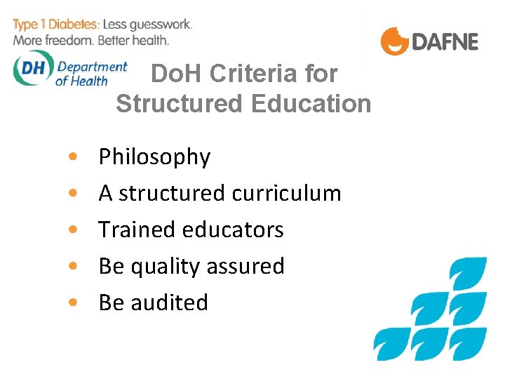 Do. H Criteria for Structured Education • • • Philosophy A structured curriculum Trained