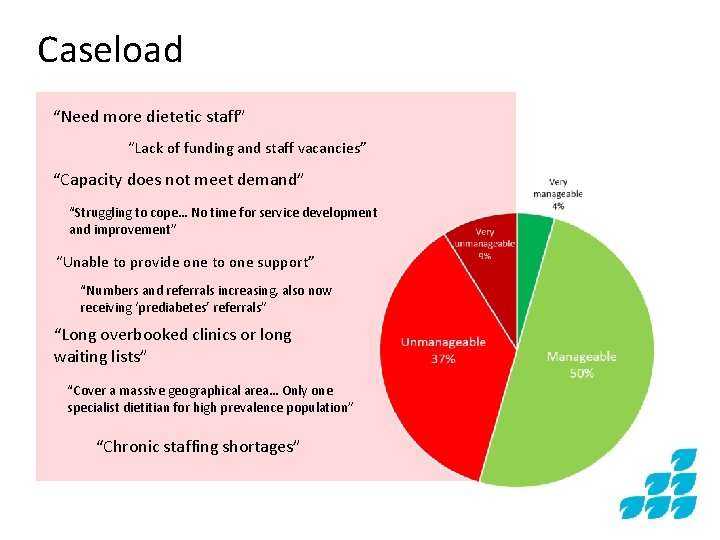 Caseload “Need more dietetic staff” “Lack of funding and staff vacancies” “Capacity does not