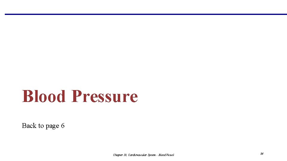 Blood Pressure Back to page 6 Chapter 19, Cardiovascular System - Blood Vessel 34