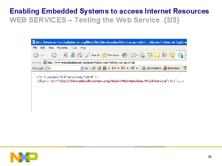 Enabling Embedded Systems to access Internet Resources WEB SERVICES – Testing the Web Service