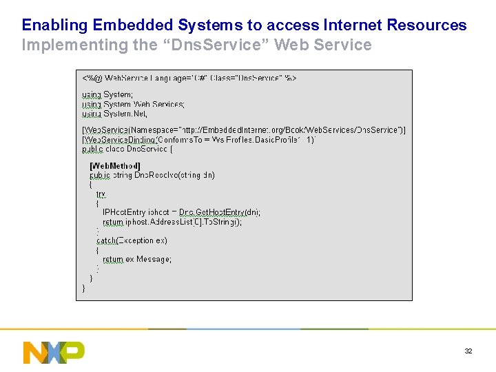 Enabling Embedded Systems to access Internet Resources Implementing the “Dns. Service” Web Service 32