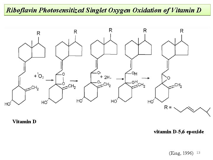 Riboflavin Photosensitized Singlet Oxygen Oxidation of Vitamin D vitamin D-5, 6 epoxide (King, 1996)