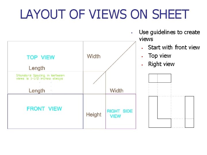 LAYOUT OF VIEWS ON SHEET • Use guidelines to create views • Start with