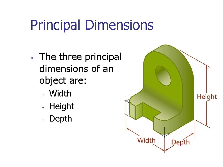 Principal Dimensions • The three principal dimensions of an object are: • • •