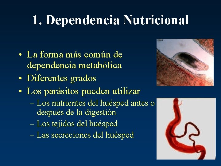 1. Dependencia Nutricional • La forma más común de dependencia metabólica • Diferentes grados