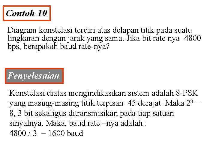 Contoh 10 Diagram konstelasi terdiri atas delapan titik pada suatu lingkaran dengan jarak yang