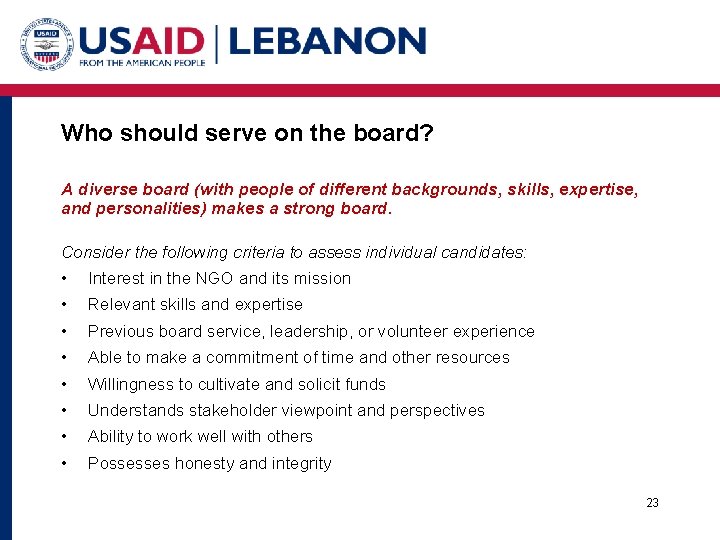 Who should serve on the board? A diverse board (with people of different backgrounds,