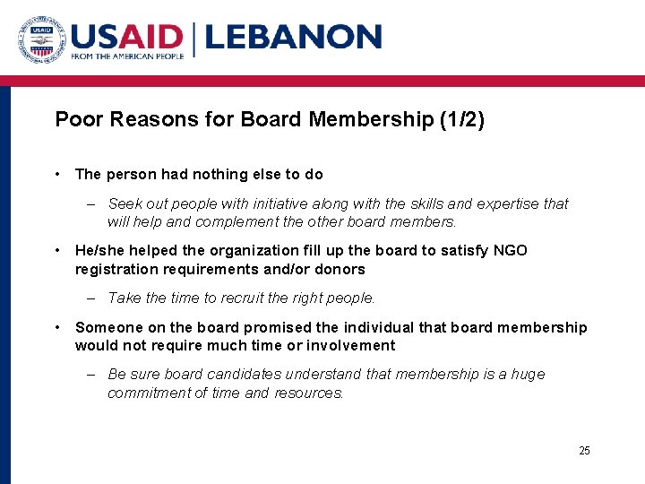 Poor Reasons for Board Membership (1/2) • The person had nothing else to do