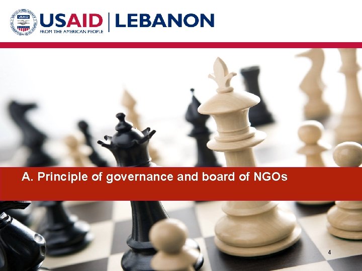 A. Principle of governance and board of NGOs 4 