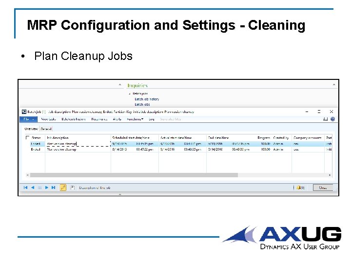 MRP Configuration and Settings - Cleaning • Plan Cleanup Jobs 