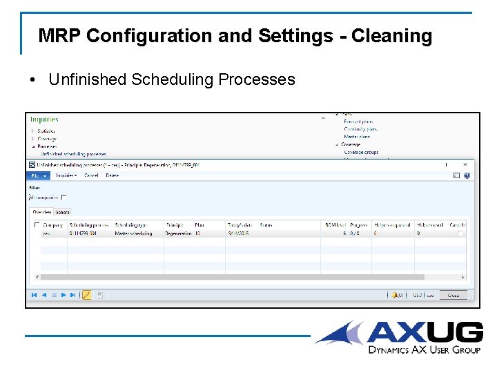 MRP Configuration and Settings - Cleaning • Unfinished Scheduling Processes 